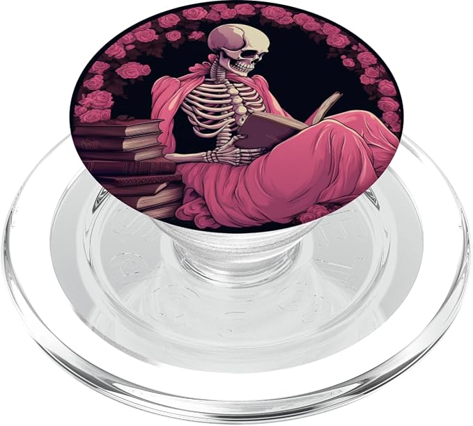 Book Lover Gothic Bookworm Reading Skull Bones Librarian PopSockets Adhesive PopGrip