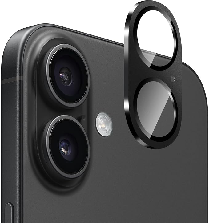 SAHARA - Ultra-Strong Camera Lens Protector for iPhone 16 Pro/16 Pro Max (2-Pack) Black (ZD00161)