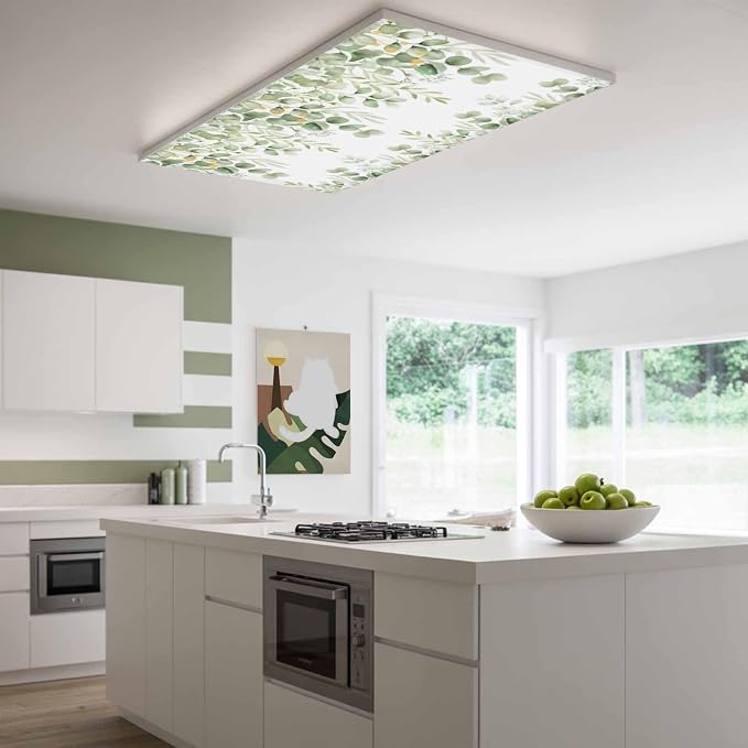Fluorescent Light Covers for Ceiling Lights Sage Green Eucalyptus Leaves