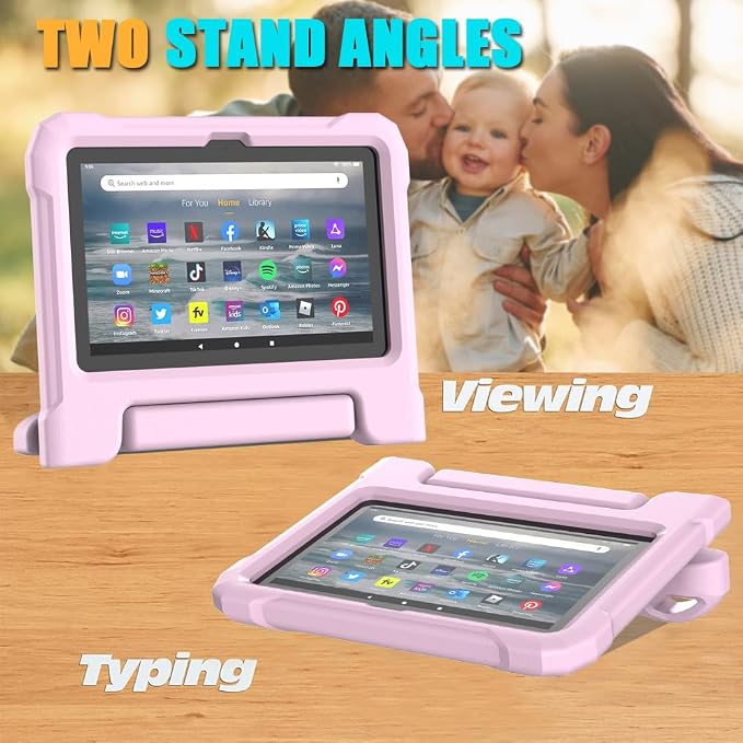 Kids Case for Amazon Fire 7 Tablet Case (12th Generation 2022)Blue | Lainergie Lightweight Easy to Carry Shockproof Kids Friendly Durable Hight Quality EVA Material Cover with Handle Stand