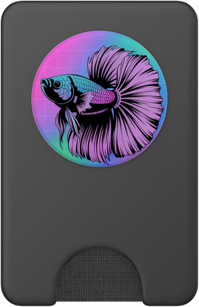 Cyberpunk Aquarium Halfmoon Betta Fish Vaporwave Aesthetic PopSockets PopGrip for MagSafe