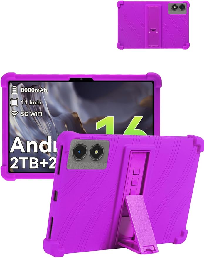 for TABWEE T50 (11 Inch) Android 16 Tablet Protective case ZBAGUG Shockproof Lightweight Silicone Protective Cover with Stand Child-Friendly Protection Easy to Clean Design Black.