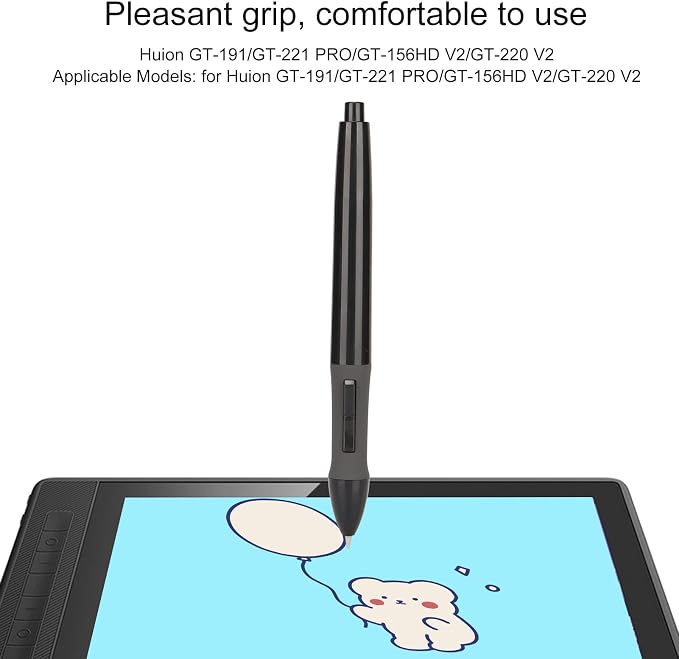 Replacement PEN68D for Graphics Tablet 8192 Sensitive Graphic Drawing Tablet Active Pen for GT 191 GT 221 PRO GT 156HD V2 GT 220 V2 (Black)