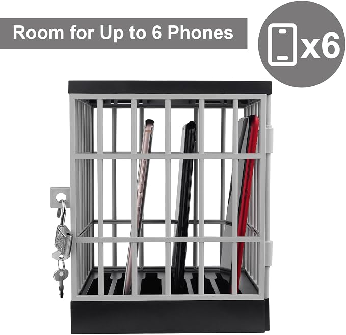 Gemaxvoled Cell Phone Jail Lock Box Mobile Phones Prison Lockable Cage for Classroom Family Time Party