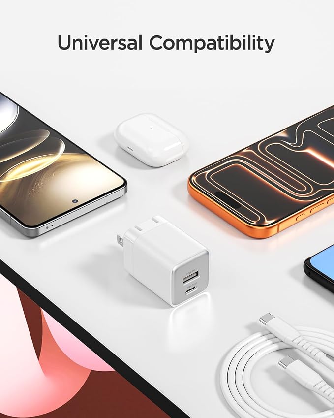 30W Fast Charger Dual Port USB C Wall Charger with Foldable Plug | for iPhone 17/16/15 Samsung S26/25/24 iPad 40% Smaller &amp Safer Nano Charger Block (Black 2 Pack)