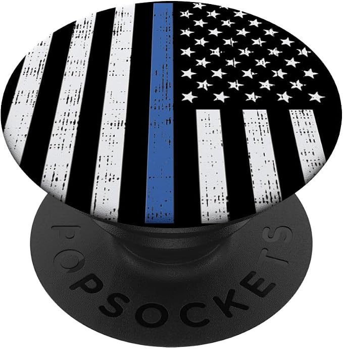 Thin Blue Line US Flag Police Officer Law Enforcement Gift PopSockets Adhesive PopGrip