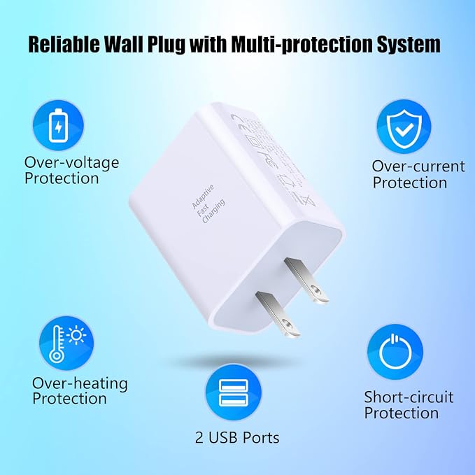 Dual USB Wall Charger Costyle 3 Pack 30W 2 Ports Adaptive Fast Charging Block Quick Fast Charger 3.0 &amp 5V 2.4A Wall Plug Compatible iPhone 13 12 11 XS MaxGalaxy A16 S10 S9Note 9 10Pixel (Black