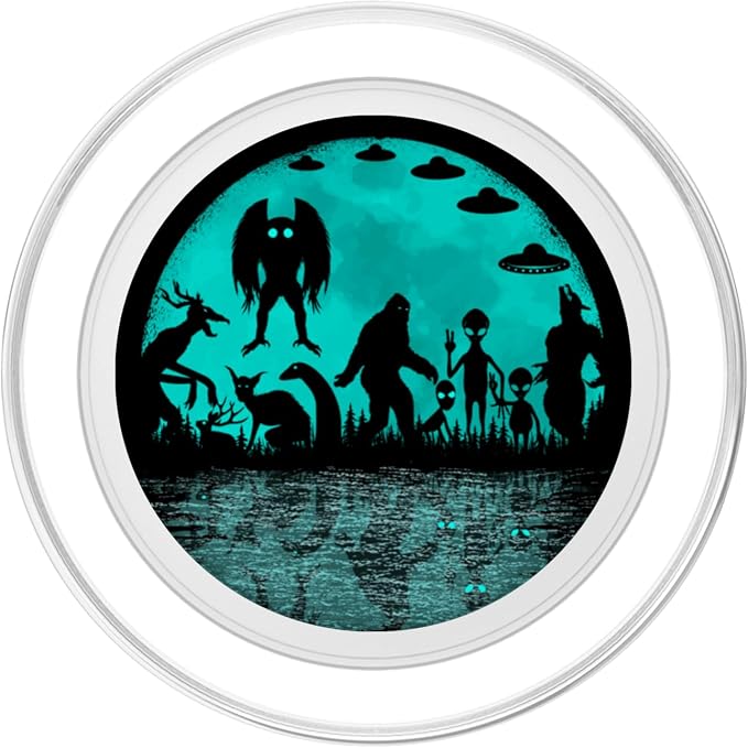 Bigfoot Loch Ness Monster Mothman and Alien Funny Cryptid PopSockets PopGrip for MagSafe