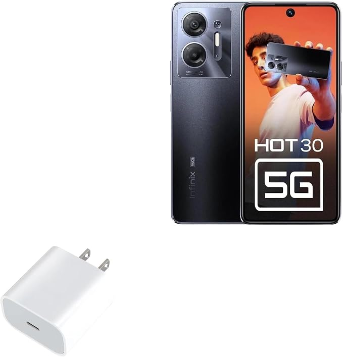 BoxWave Charger Compatible with Infinix Hot 30 5G - PD GAN miniCube (30W) 30W Tiny PD GAN Type-C Wall Charger - Winter White