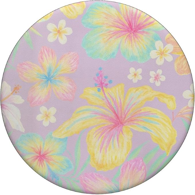 Pastel Hibiscus Floral Pattern PopSockets PopGrip for MagSafe