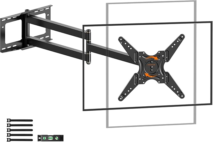 Extra Long Arm TV Wall Mount 48'' Extension, Rotating TV Wall Mount 180° Heavy Duty Full Motion for 26''-65'' Screens, VESA 400x400mm, Load 110 lbs, 16''Wood Stud/Concrete/Brick Wall, WHYFONE