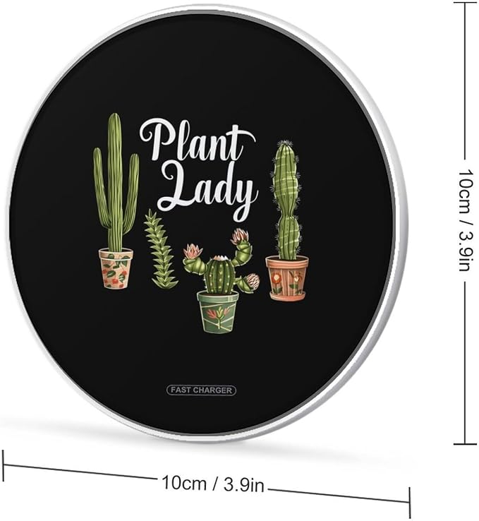 Plant Lady Wireless Charger SlimWireless Charging Pad Anti-Slip Charger Mat for Men Women