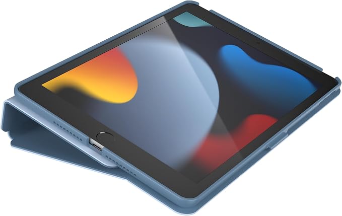 Speck Balance Folio Case for iPad 10.2 Inch (2019-2021) - Drop &amp Camera Protection Slim Multi Range Stand Apple Pencil Holder - Arcadia Navy/Moody Grey