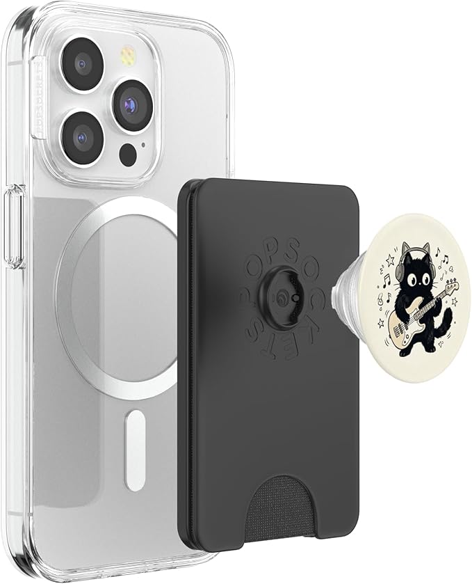 Black Cat Guitar Music Book Lover Bookish Librarian Reading PopSockets PopWallet for MagSafe