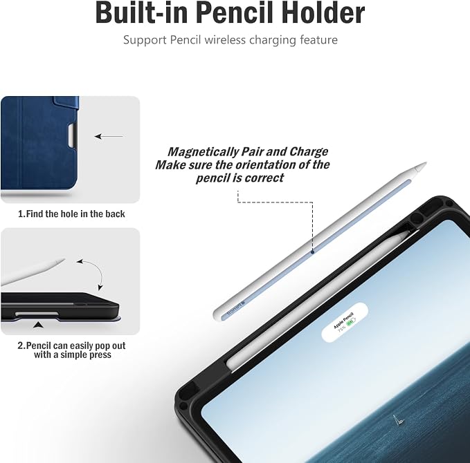 Antbox Case for iPad Pro 11 inch 4th/3rd/2nd/1st Generation Black | Vegan Leather with Pencil Holder Auto Sleep/Wake Function iPad Pro 11 Cover