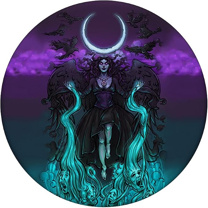 The Morrigan Death Tarot Card Gothic Pagan Witch Triple Moon PopSockets Adhesive PopGrip