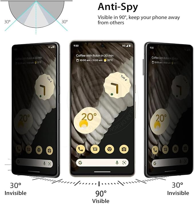 3 Pack Privacy Screen Protector for Google Pixel 4 9H Hardness [Anti-Scratch] Full Coverage Anti-Spy Tempered Glass Film for Google Pixel 4 [Don’t Support Fingerprint Unlock] | 9H Hardness Anti-Spy T