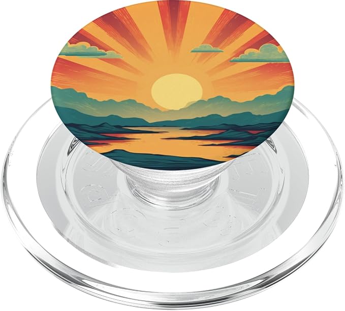 Retro Sunset 70s Sunrise Vintage Sun PopSockets Adhesive PopGrip