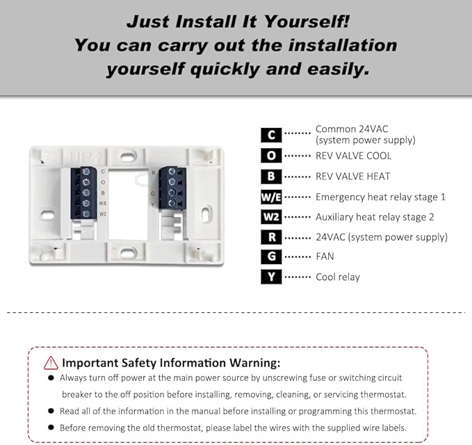 Thermostat for Home, Premium Heat Pump Room Temperature Controller, up to 2H/1C, Easy-to-Read Large Display，Blue Backlight