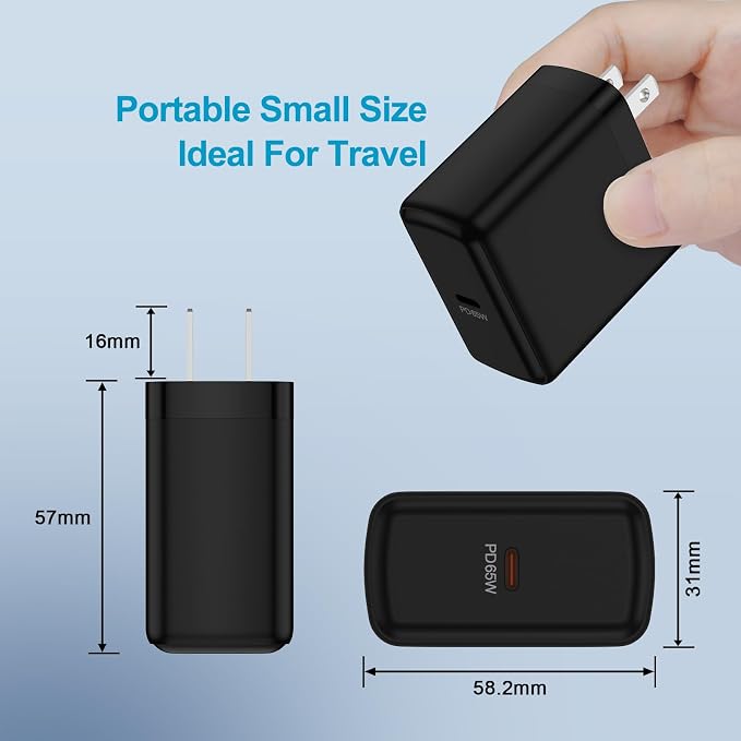 Type C Wall Charger 65W Super Fast Charging Block Wall Charger Cube Brick | Replacement for Samsung Galaxy S26 Ultra S26 S25 FE S24 Ultra A17 A16 A56 A15 Pixel 10a 10 9a 9 Pro iPhone 17e 17 16 Pro Ma