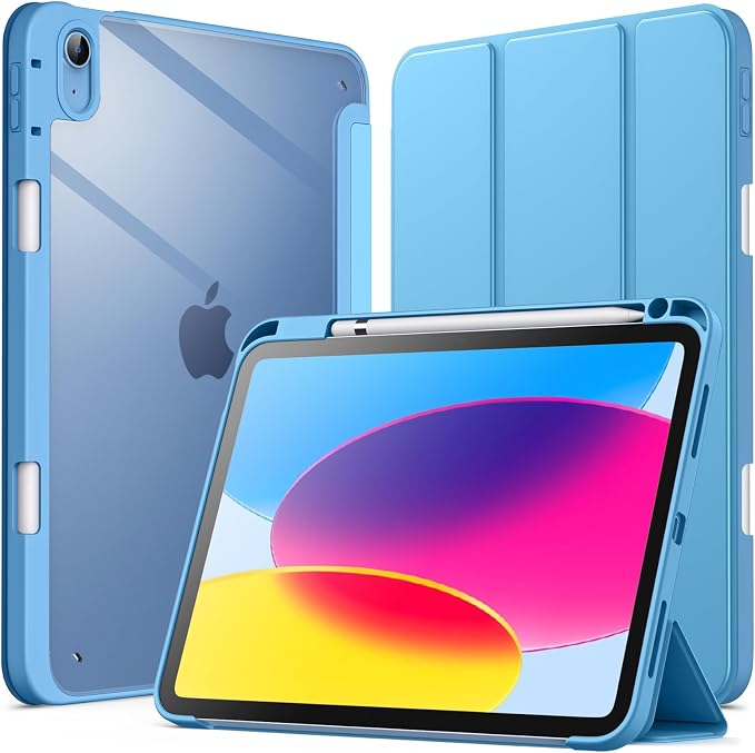 JETech Case Cover for iPad (A16) 11th/10th Gen Black | For 2025/2022 Model Clear Transparent Back Pencil Holder Slim Shockproof Tri-Fold Stand Auto Wake/Sleep