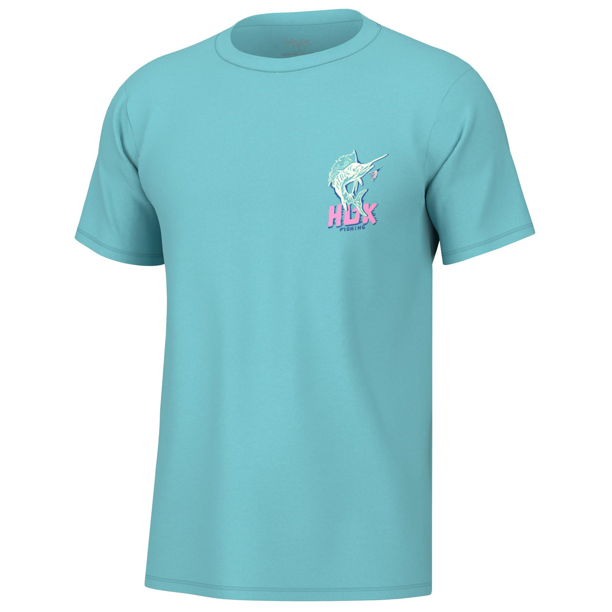 HUK Mens Fishing Graphic Tee, Performance Short Sleeve, Quick-Dry, Sail Bones - Marine Blue, Small