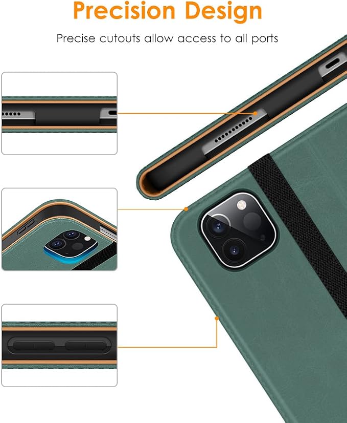 DTTO Case for iPad Pro 11 Inch 4th / 3rd / 2nd / 1st Generation 2022/2021/2020/2018Premium PU Leather Folio Stand Cover with Hand Strap Auto Wake/SleepMultiple Viewing Angles Black