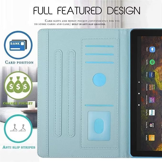 Case for Kindle Fire HD 10 &amp Fire HD 10 Plus 13th/11th Generation 2023 2021 | Synthetic Leather Flip Folio Stand Cover with Auto Wake/Sleep for Kindle Fire HD 10 &amp Fire HD 10 Plus Beach