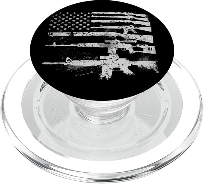 USA Flag Guns Weapons Rifles 2A Amendment PopSockets Adhesive PopGrip