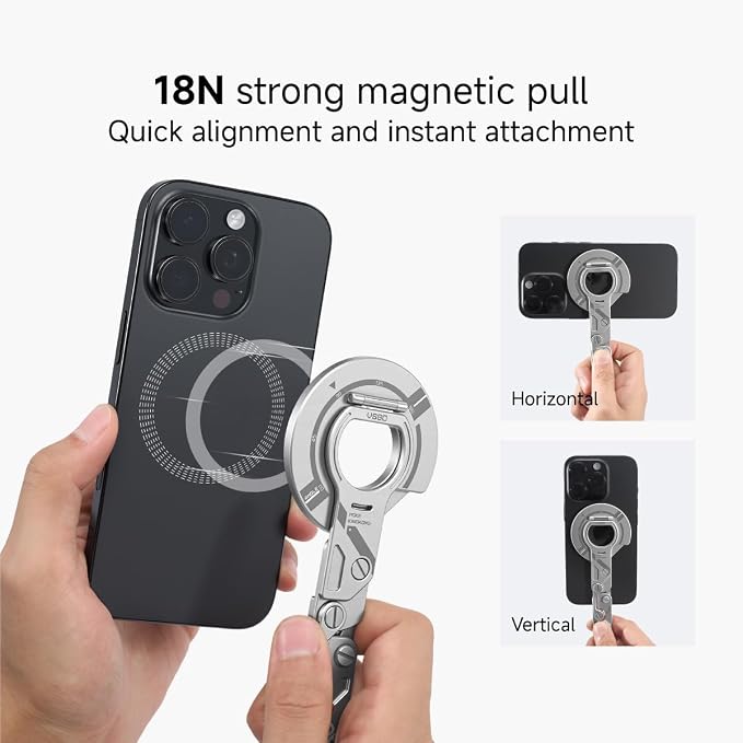 VSGO Multi-Functional Magnetic Phone Stand - Black | Lightweight &amp Thin Phone &amp Pad Stand Alluminum Body VP005