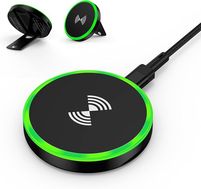 Wireless Charger Fast Charging Pad Magnetic Compatible for iPhone 16E/16 | 15W Wireless Charger Stand Station Kickstand Android Phone Compatible for iPhone 16 Pro Max/17e/17 Air/17 Pro Max/15/14/13/12