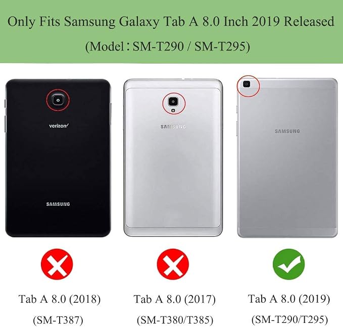 Rotating Case for Galaxy Tab A 8.0 2019 SM-T290/T295 360 Degree Rotating Stand Case Full Protective Cover for Samsung Galaxy Tab A 8.0 Inch 2019 Tablet (Model SM-T290/SM-T295) - Black