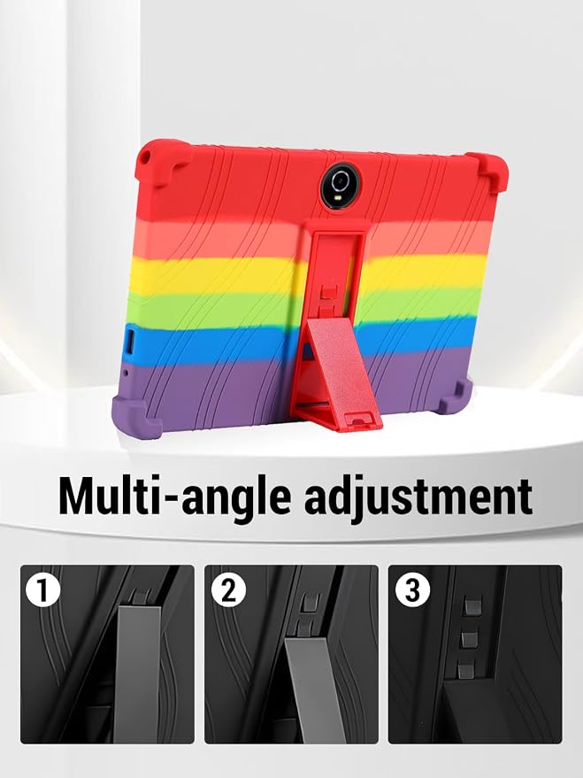 for WXUNJA PTB 2025 (11 Inch) Android 16 Tablet Protective case Shockproof Lightweight Silicone Protective Cover with Stand Child-Friendly Protection Easy to Clean Design Rainbow.