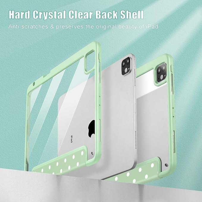 Tuiklol for iPad Pro 11 Inch 4th / 3rd / 2nd / 1st Gen (2022 2021 2020 2018) Case -Built-in Pencil Holder Shockproof Cover Clear Transparent Back Shell with Auto Wake/Sleep Black Flower