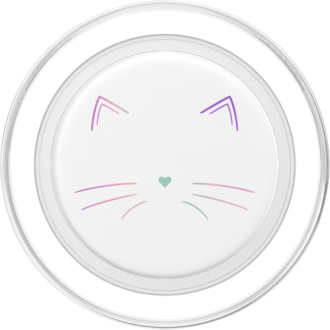 Rainbow Cat Face White PopSockets Adhesive PopGrip