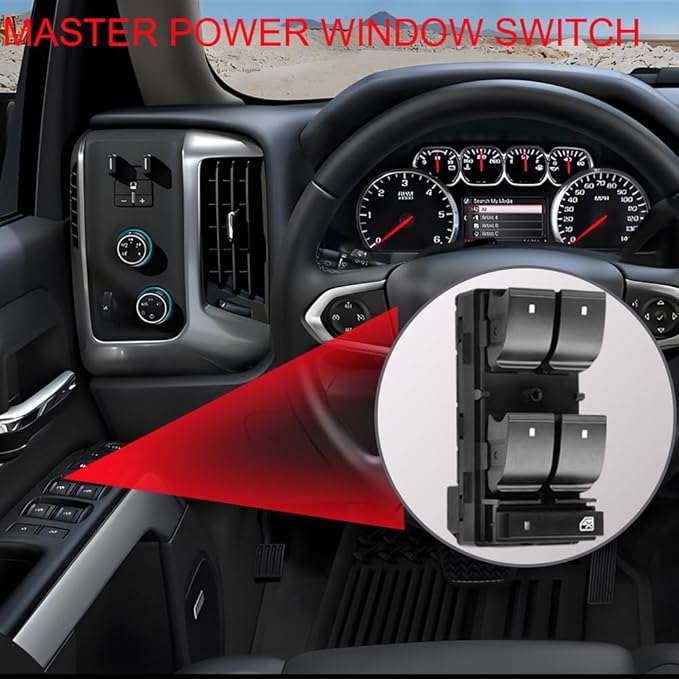 Power Window Master Control Switch Front Left Driver Side fit for 2007-2013 Chevy Silverado GMC Sierra 1500 2500HD 3500HD Traverse HHR Buick Enclave Replaces OE 25789692, 20945129, 25951963, 20945224