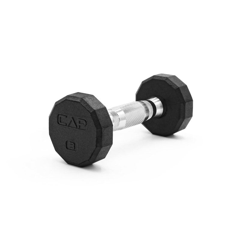 CAP 3 LB 12-Sided Rubber Coated Dumbbell Weight, Rubber Free Weights for Home Gym Strength Training, Chrome Handle, Single