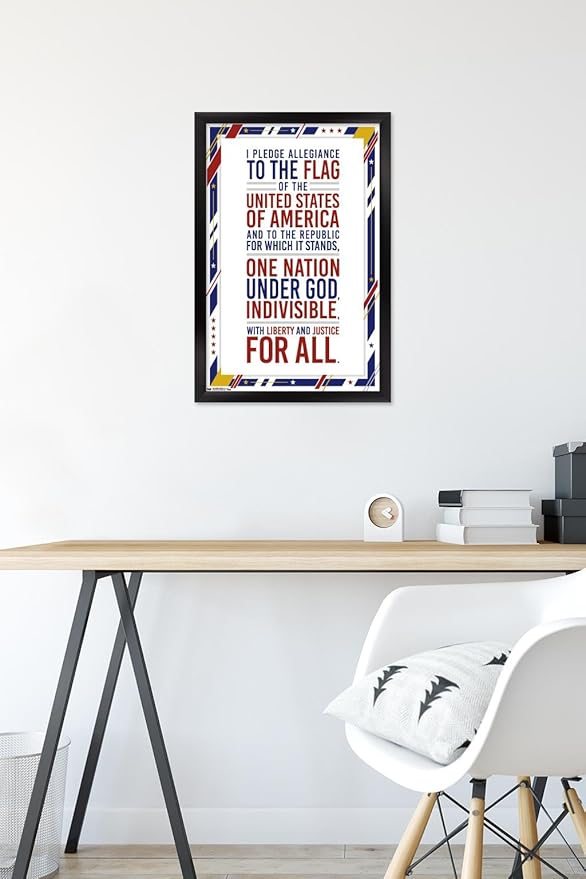 Trends International The United States Of America - Pledge Of Allegiance Wall Poster, 14.725" x 22.375", Black Framed Version
