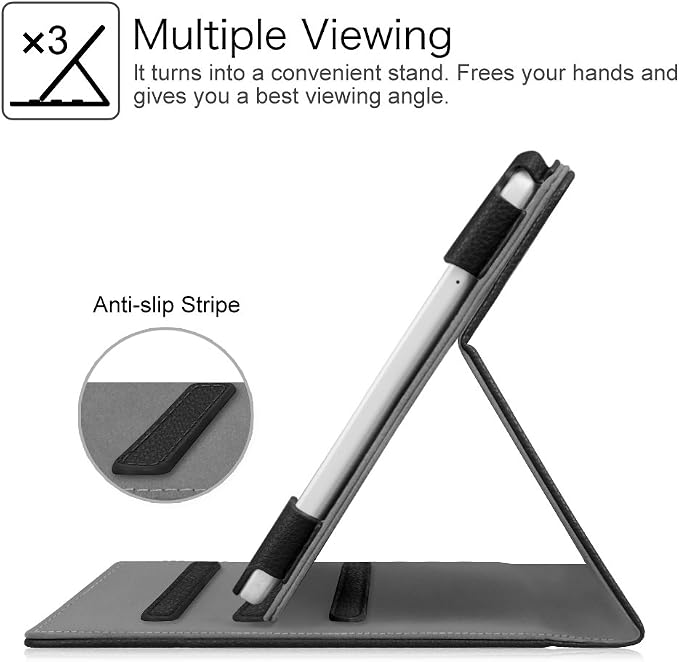 Fintie Multi-Angle Case for Samsung Galaxy Tab E 9.6 2015 Black | Model SM-T560/T561/T565/T567 Front Card Pocket Corner Protection