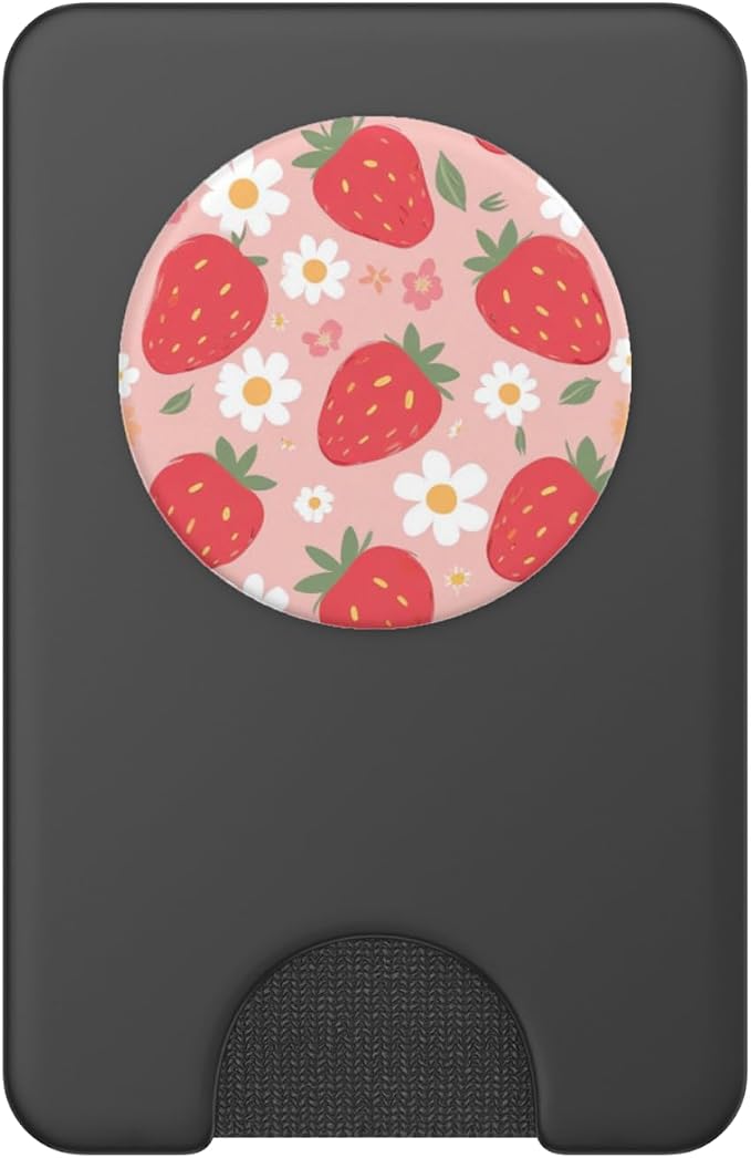 Pink Strawberry Daisy Pattern PopSockets PopGrip for MagSafe