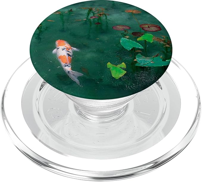 Emerald Green Majestic Zen Water Garden Japanese Koi Fish PopSockets Adhesive PopGrip