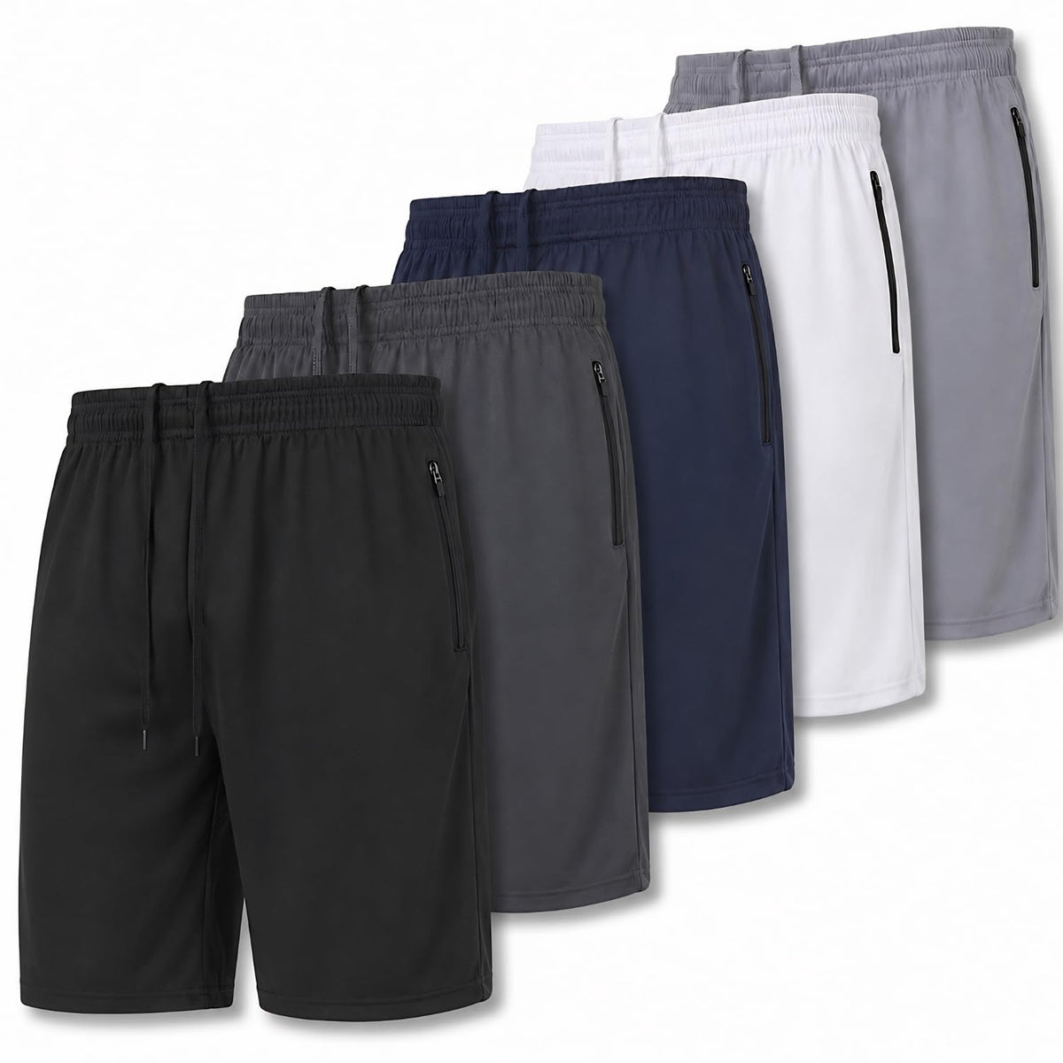 Ultra Performance Mens 5 Pack Athletic Running Shorts, Loose fit Basketball Gym Workout Shorts for Men with Zippered Pockets