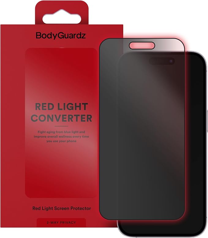 BodyGuardz Red Light Converter Screen Protector – Passive Red Light Therapy for Face - Promotes Better Sleep Healthier Skin Reduced Eye Strain – 9H Tempered Glass Easy Install (Galaxy S26)