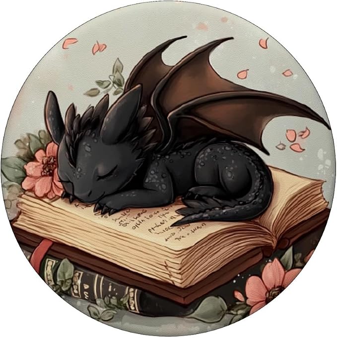 Book Dragon Head Mythical Creature Flame Wyvern Fantasy PopSockets PopWallet for MagSafe