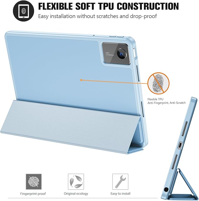 ProCase Full-Edge Case for Lenovo Idea Tab 11 2025 &amp Tab K11 Gen 2 | Slim Trifold Stand Cover with Shockproof TPU Back Pencil Holder &amp Full Protection - Black