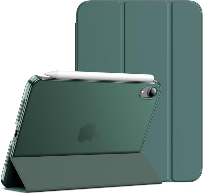 JETech Case Cover for iPad mini A17 Pro/6th Gen (2024/2021) Blue | Slim Translucent Back Design Tri-Fold Stand Auto Wake/Sleep Lightweight Shockproof Protection