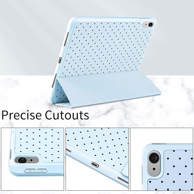 Trifold Stand Case for iPad Air 11 Inch M4/M3/M2 (8th 2026/7th 2025/6th 2024) iPad Air 10.9 Inch 5th/4th Generation (2022/2020) Trendy Cute Polkad Dot Print Aesthetic Pattern Design-Black