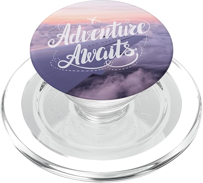 Adventure Awaits Airplane Travel Quote by Nature Magick PopSockets Adhesive PopGrip