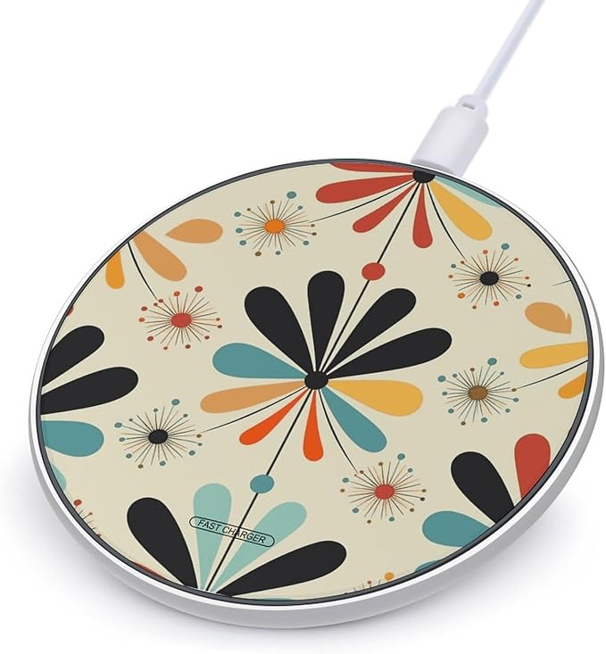Retro Modern Wireless Charger Fast Charging Pad | Anti-Slip Qi Certified Wireless Charging Pad for All Phones with Wireless Charging Function for Home Office Travel
