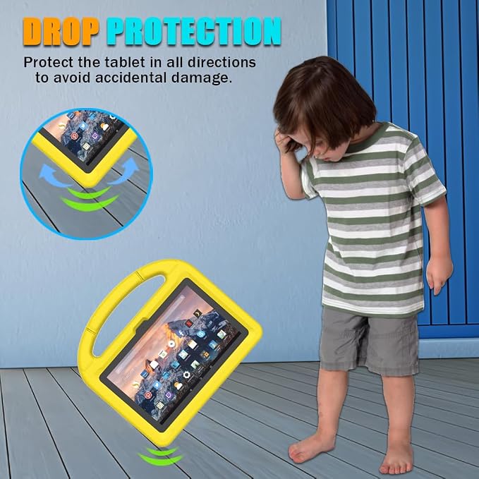 Kids Case for New Tab 7-inch 2024 Lightweight Shockproof Kid-Proof Cover with Stand Cover - Black